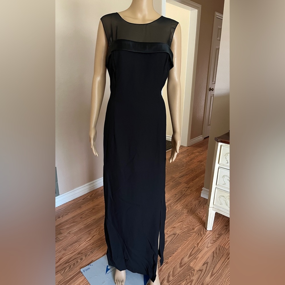 Women's Vintage Ever Beauty Black Gown Sweetheart Form Fitting Leg Slit Size 12